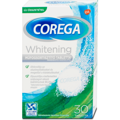 Corega Whitening műfogsorisztító tabletta 30x